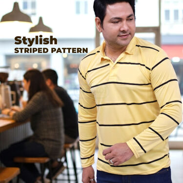 Pack of 4 Stripe Printed Collar Neck Full Sleeves T-shirts (4PTF3)