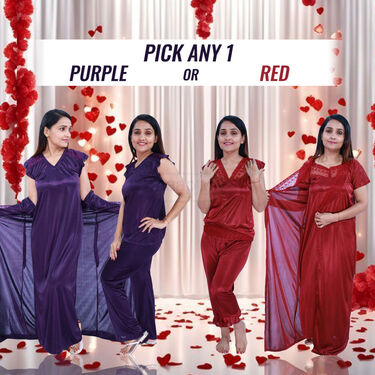 4 PC Daily Wear Conformable Nighty Set - Pick Any 1 (4NS)