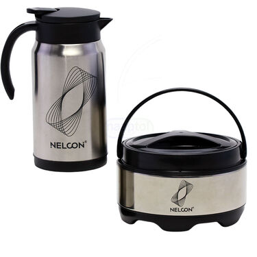 Steel Insulated Hot Flask (600ml) + Insulated Casserole (1000ml) (1C1F1)
