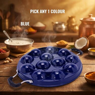 12 Cavity Nonstick Appam Patra with Lid + Stainless Steel Medu Wada Maker (1AP1MW1)