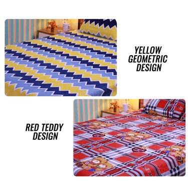 Pack of 2 Double Bedsheets Set + 2 Single Blankets (4FBS3)