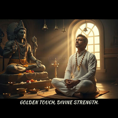 Golden Panchmukhi Rudrash Mala With OM Rudraksh Pendant (GPRMOP2)