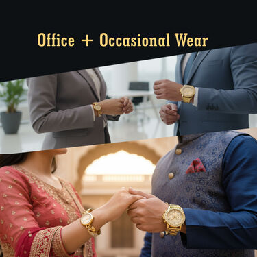 Mens Golden Watch With Free Ladies Designer Watch (MLGW17)