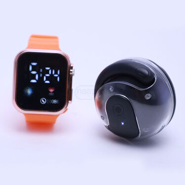 Smart Bluetooth Open Ear Touch Control Earpbuds With Digital Watch (TWS96)
