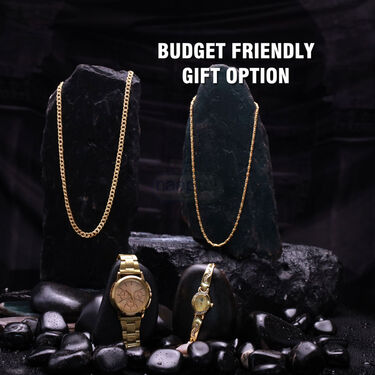 Mens Golden Watch + Ladies Watch + 2 Chain (MLGW2C2)