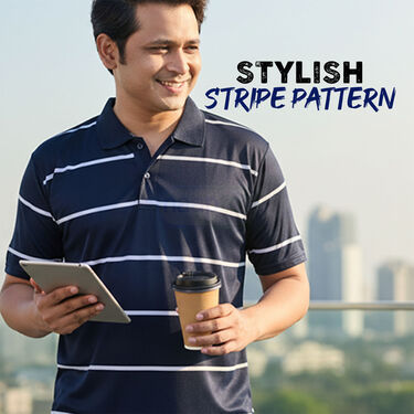 Pack of 5 Stripe Printed Half Sleeves Collar T-Shirts (5PT24)