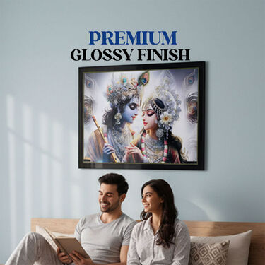 Premium Radha Krishna Spiritual Wall Painting with Free Stick-On Hook (WWP)