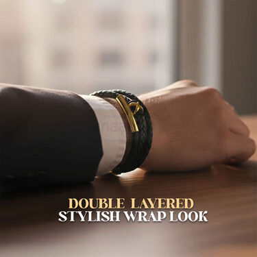 Golden Men's Leatherite Bracelet (MGJC1)