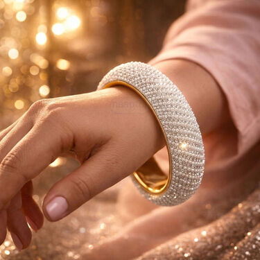 Maharani Pearl Austrian Diamond Kada (LJC2)