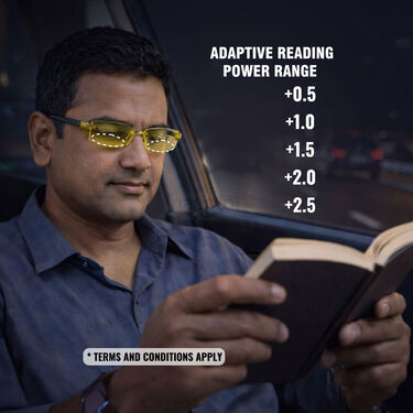 Bifocal Rimless Night Vision Adaptive Power Reading Glasses (1BORG23)