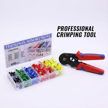 Professional Ratchet Pliers with Free 450 Terminal Connectors (HT104)