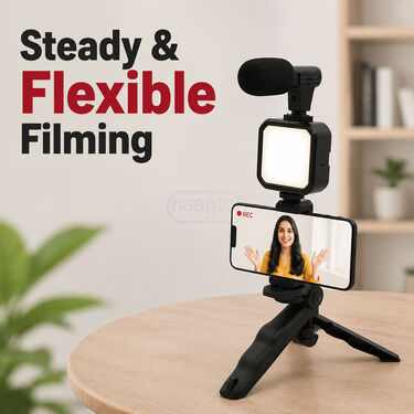 Remote Controlled Smart Video Making Kit With Inbuilt Flood Light + Mic + Tripod With Single Bluetooth (SVMK3)