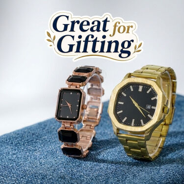 Mens Golden Watch With Free Ladies Designer Watch (MLGW20)