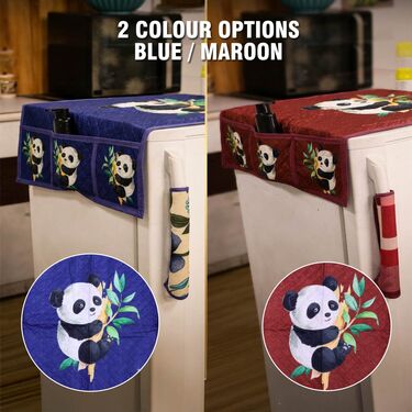 5 Pcs Panda Print Quilted Fridge Cover Set With 10 Free Gifts (5FC13)