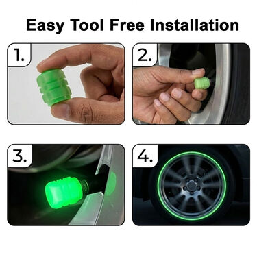 Fluorescent Night Glow Tyre Valve Caps (TVD3)