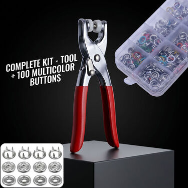 Press Button Tool + 100 Pcs Color Press Buttons (100PBT)