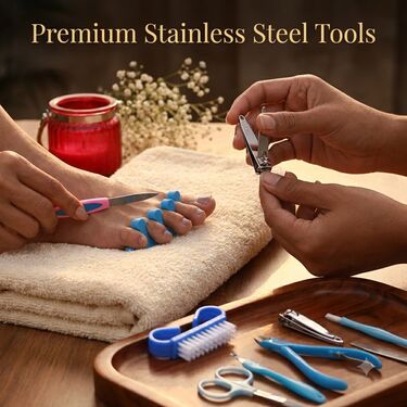 11 Piece Stainless Steel Manicure And Pedicure Nail Care Kit For Salon (MPK1)