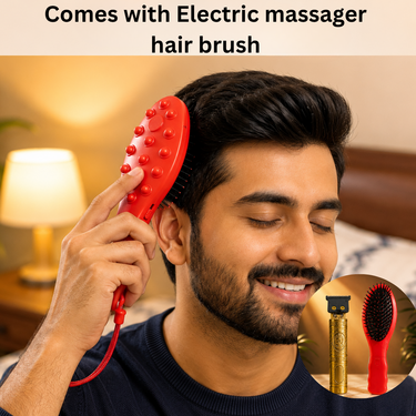 Golden Trimmer With Electric Massager Hair Brush (MHB2)