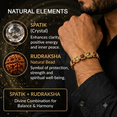 Divine Golden Rudraksh & Sphatik Bracelet (SJB19)