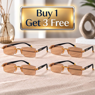 Rimless Bifocal Coloured Adaptive Power Reading Glasses Buy 1 Get 3 Free (4BOC1RG33)