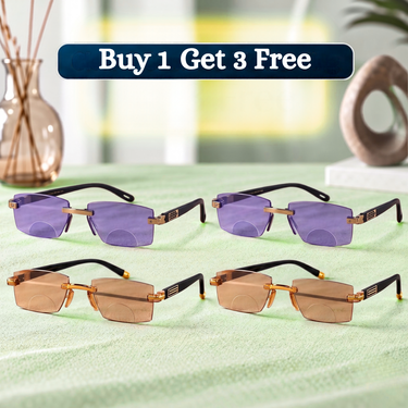 Rimless Bifocal Coloured Adaptive Power Reading Glasses Buy 1 Get 3 Free (4BOC6RG33)