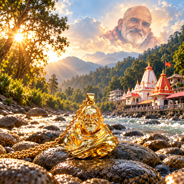 Kainchi Dhaam Baba Neem Karoli Pendant with Golden Chain (SJPN5)