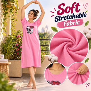 Pack of 2 Long Stretchable Sleep T Shirts For Women (2LT1)