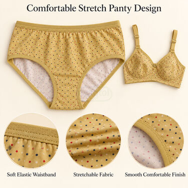 Pack of 3 Attractive Polka Dot Printed Bra And Panty Set (3BP9)