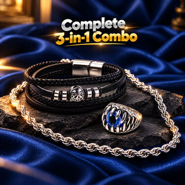 Designer Letharite layered Bracelet + Evil Eye Ring with Free Chain (MGJ57)