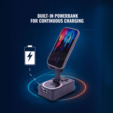 4 In 1 Smart Mobile Stand With Inbuilt loud Bluetooth Speaker Color Changing lights And Powerbank (SMST)