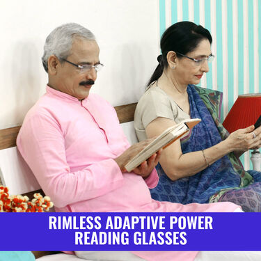 Rimless Adaptive Power Reading Glasses B1 G2 Free (3RG1)