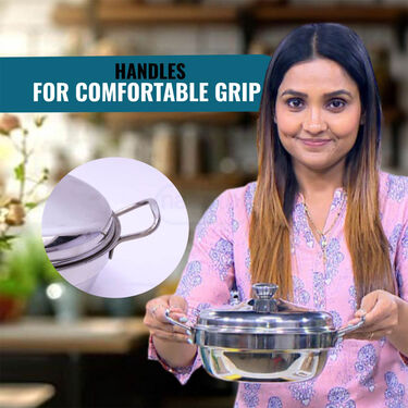 Stainless Steel Multipurpose Multi Kadai + Free 8 Cavity Idli Rack (1MK2)