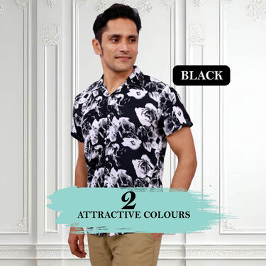 2 Half Sleeves Slim Fit Printed Shirts With Digital Watch Free (2PSW2)