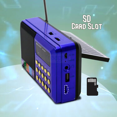 Solar Fm Radio Support Usb Tf Card And Headphone Out And Powerbank Function (BLS6)