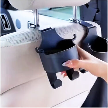 Car Headrest Backseat Cup Holder With Hooks Pack Of 2 (CHNCBH)