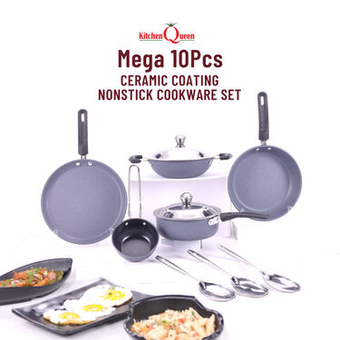 Mega 10 Pcs Ceramic Coating Nonstick Cookware Set (10CCNC1F)