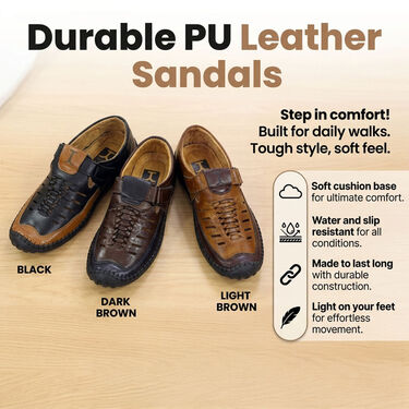 Leatherite Sandals Pick Any 1 + Free Sports Watch + Sunglasses + Aluminium Wallet (SW59)