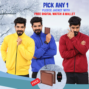 Pick Any 1 Fleece Jacket with Digital Watch And Wallet Free (1FJ9)