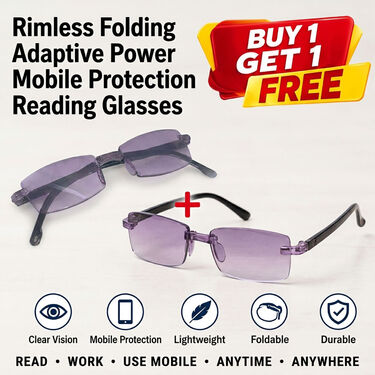Rimless Folding Adaptive Power Mobile Protection Reading Glasses B1G1 (FORG10)