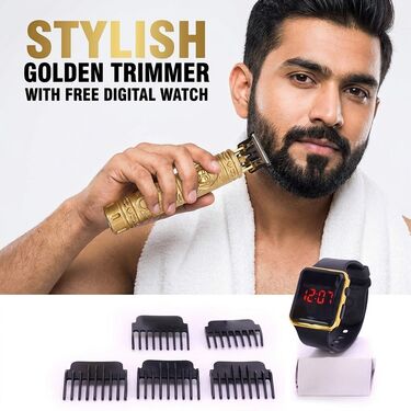Stylish Golden Trimmer With Free Digital Watch (PMT1W2)