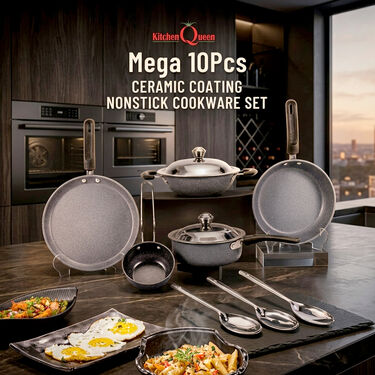 Mega 10 Pcs Ceramic Coating Nonstick Cookware Set (10CCNC1F)