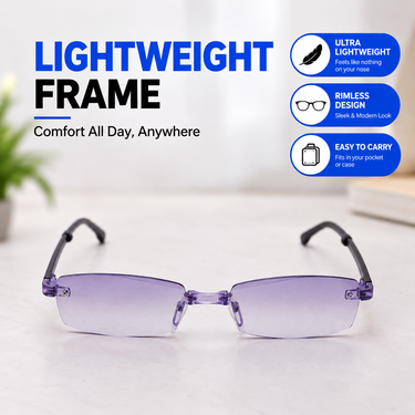 Rimless Folding Adaptive Power Mobile Protection Reading Glasses B1 G2 Free (3FORG10)
