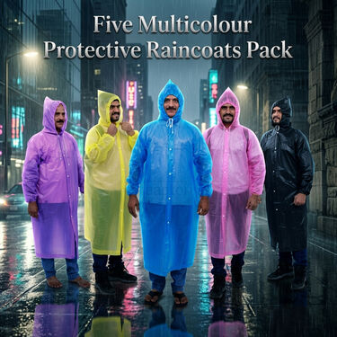 Rain Dhamaka Deal 5 Multicolor Raincoat (5MCR1)