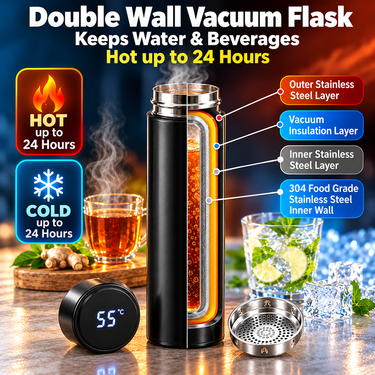 24 Hrs Hot &amp; Cold Flask With Temperature Display - Buy 1 Get 1 Free (2TF1)