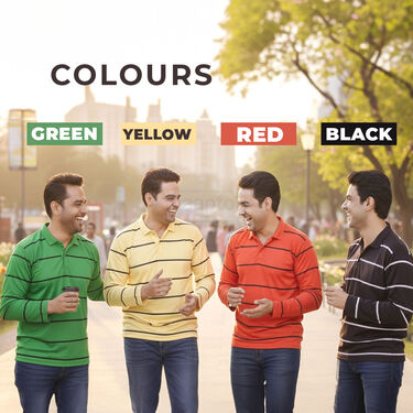 Pack of 4 Stripe Printed Collar Neck  Full Sleeves T-shirts (4PTF3)