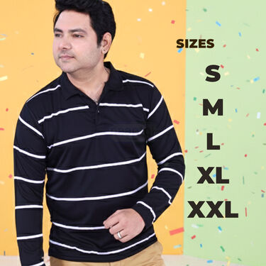 Pack of 4 Stripe Printed Collar Neck  Full Sleeves T-shirts (4PTF3)