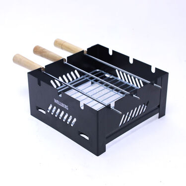2 In 1 Portable Charcoal & Gas Barbeque Grill + 3 Skewers (1CBG1)