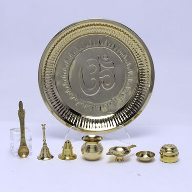 8 Pcs Brass Pooja Thali Set (8BPT1)