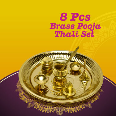 8 Pcs Brass Pooja Thali Set (8BPT1)