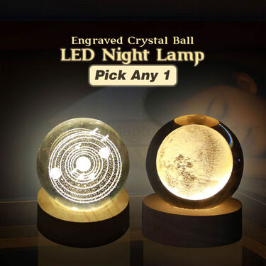 Engraved Crystal Ball LED Night Lamp - Pick Any 1 (CBL)